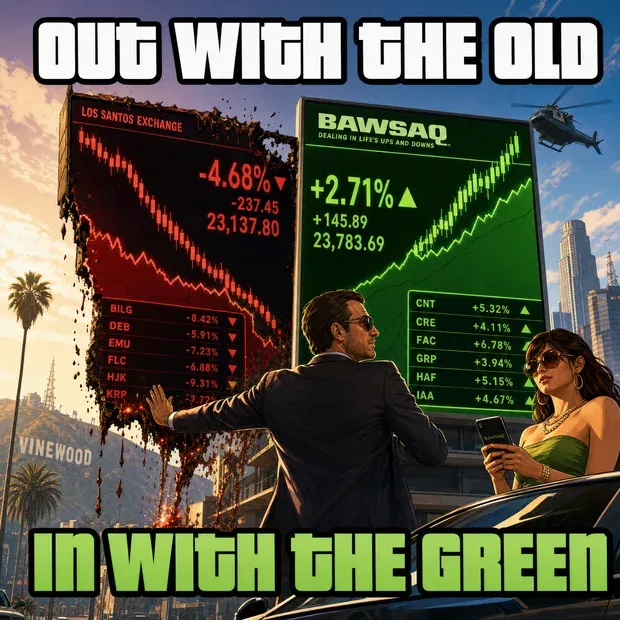 Meme: OUT WITH THE OLD / IN WITH THE GREEN